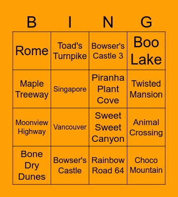 Mario Kart HALLOWEEN Bingo Card