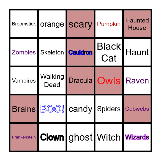 Haunted BINGO Card