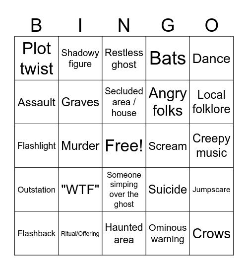 Halloweek Day 4 Bingo Card