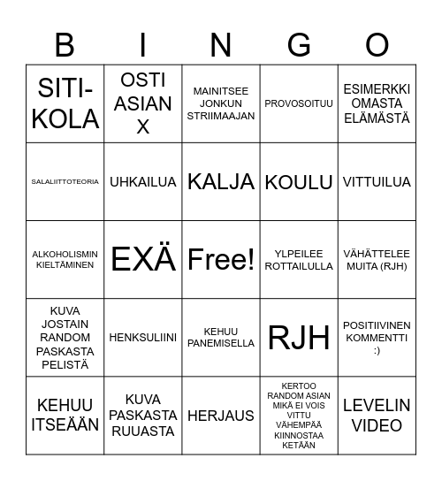 RUOSKIS BINGO Card