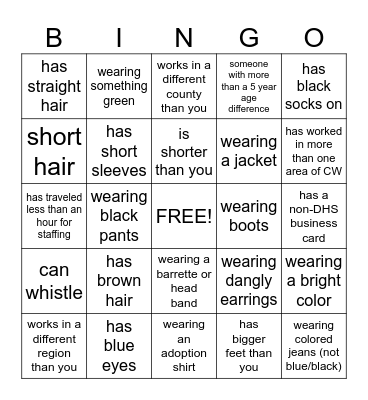 PEOPLE Bingo Card