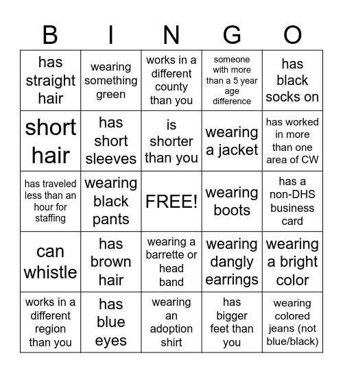 PEOPLE Bingo Card