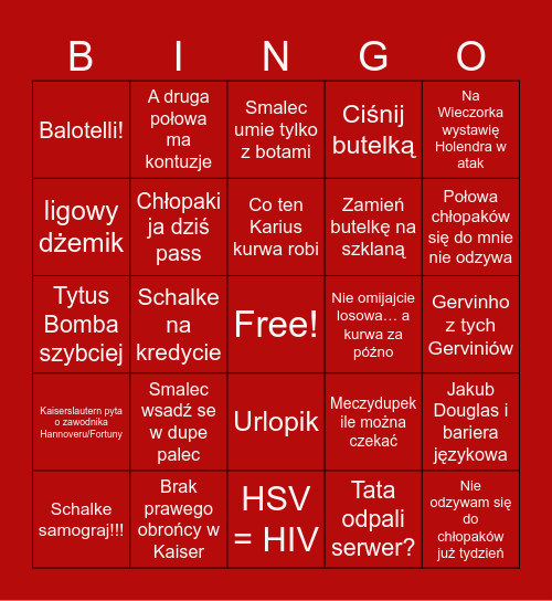 Menadżerzy Bingo Card