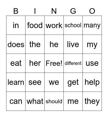 Unit 11 & 12 high frequency words Bingo Card
