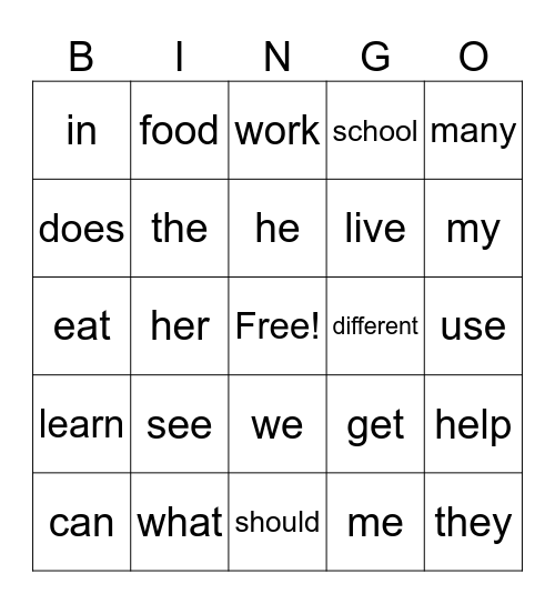 Unit 11 & 12 high frequency words Bingo Card