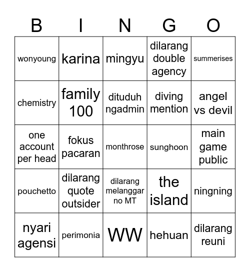 tanaka rin’s bingo! Bingo Card