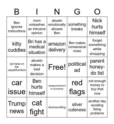 Downer Bingo Card