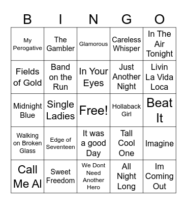 Goin Solo Bingo Card