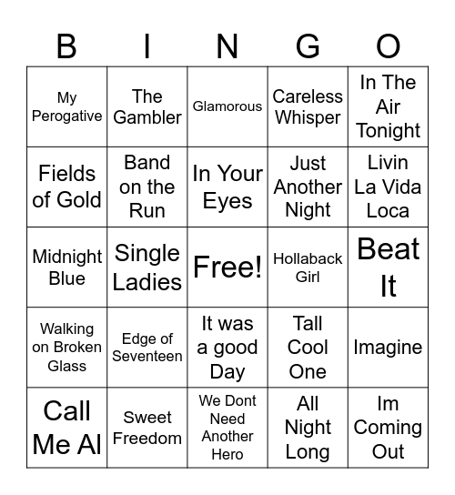 Goin Solo Bingo Card