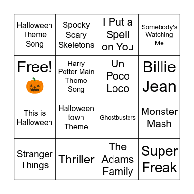 Fall Song BINGO Card