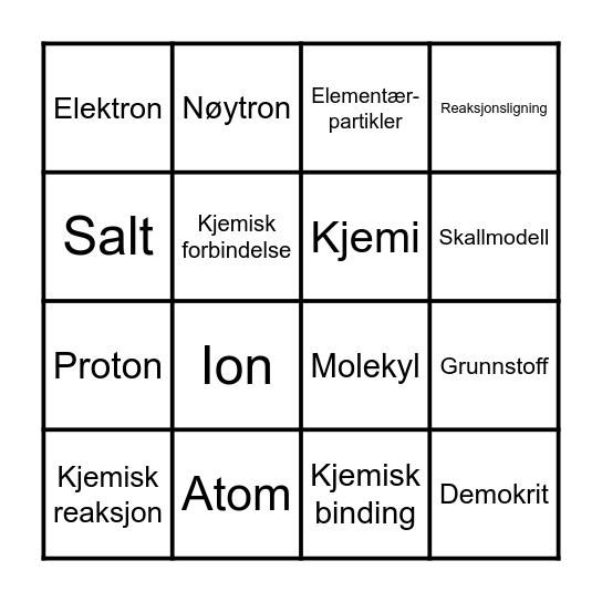 KJEMI BINGO Card