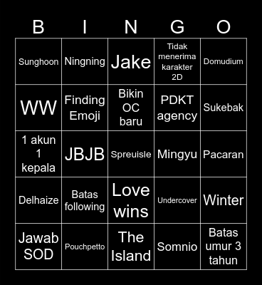 Zaidan's Bingo Card
