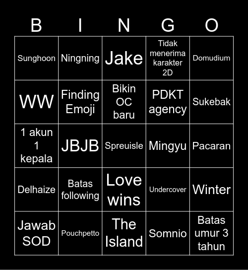 Zaidan's Bingo Card