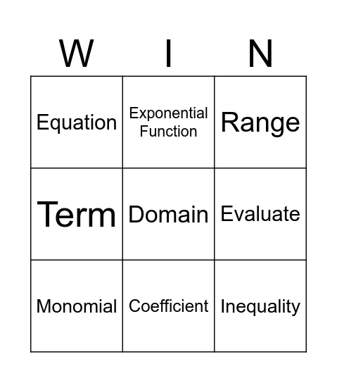 Sample Bingo Card