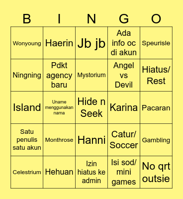 Abeth’s Bingo Card