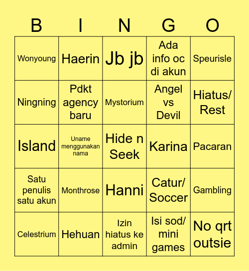 Abeth’s Bingo Card