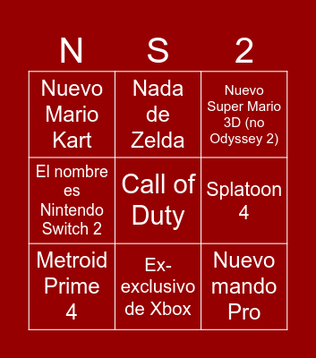 Presentación sucesora Nintendo Switch Bingo Card
