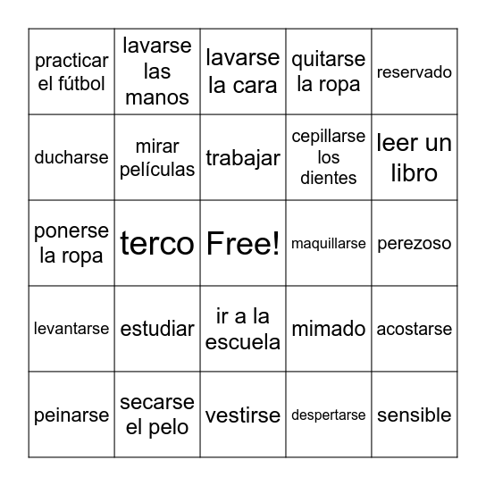 La Rutina Diaria Bingo Card