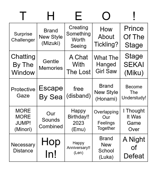 theo's hyperspecific card bingo! Bingo Card