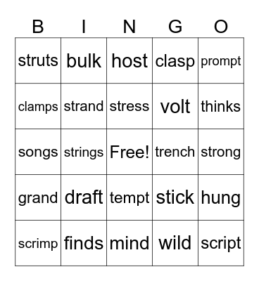 Step 2 Bingo Card