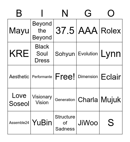 MyWAV tripleS Bingo Card