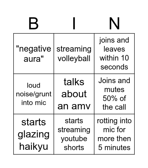 Taj Bingo Card