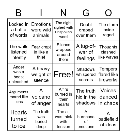 Figurative Language : Metaphors & Personification Bingo Card