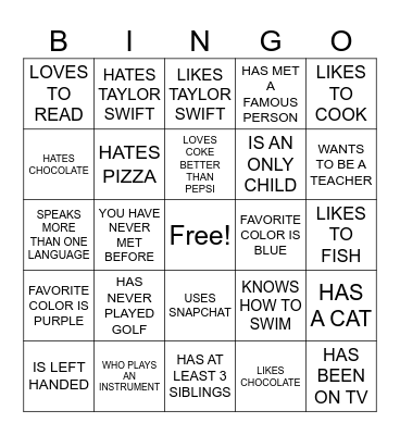 FIND SOMEONE WHO... Bingo Card