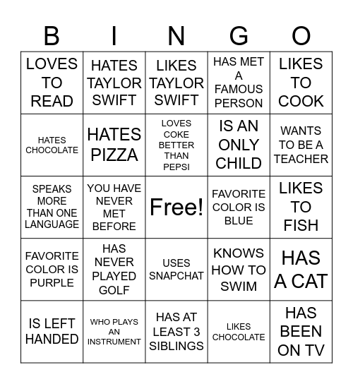 FIND SOMEONE WHO... Bingo Card