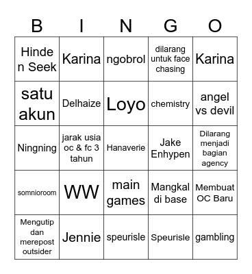 Punya Noreen Bingo Card