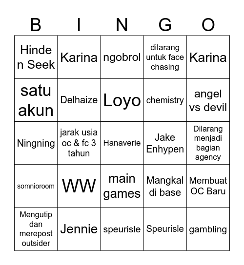 Punya Noreen Bingo Card