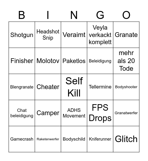 BO6 Bingo Card