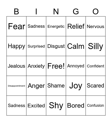 Emotions and Feelings Bingo Card