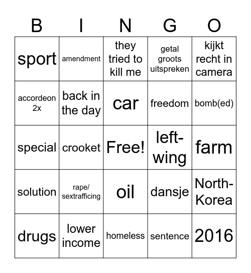 h Bingo Card