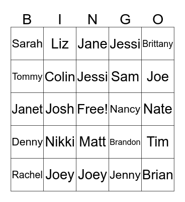 Koch Wedding VIPS Bingo Card