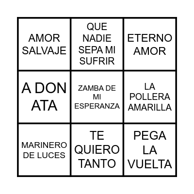 BINGO MUSICAL Bingo Card