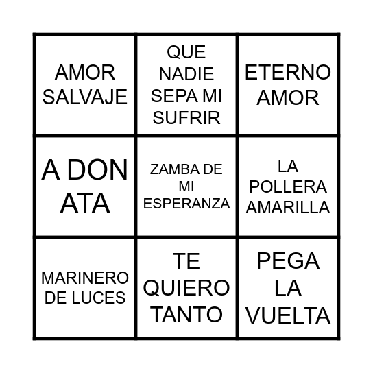 BINGO MUSICAL Bingo Card