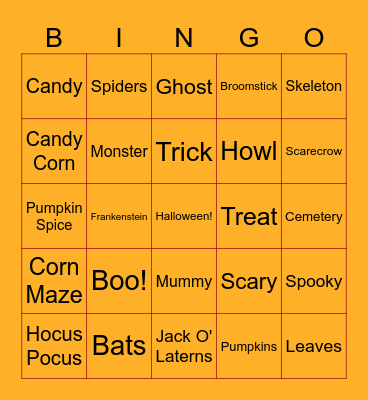 Halloween Bingo Card