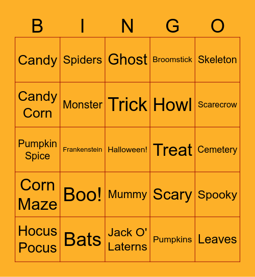 Halloween Bingo Card