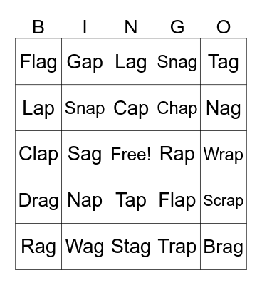 -ap & -ag Bingo! Bingo Card