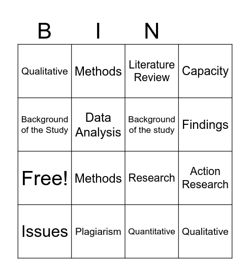 Roll Call Bingo Card