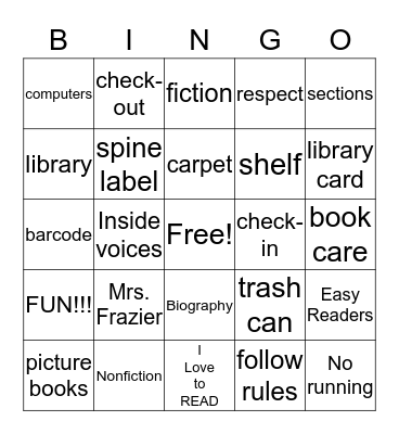 Library Bingo  Bingo Card