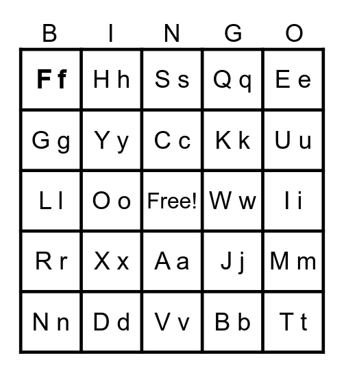 Alphabet bingo Card