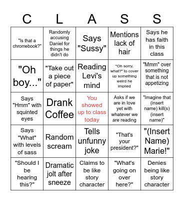 English 12 with Dr. Dan Bingo Card