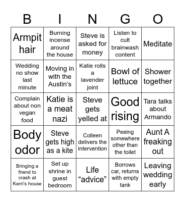 The Wacky Williamson’s Bingo Card