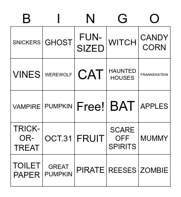 Halloween Bingo Card