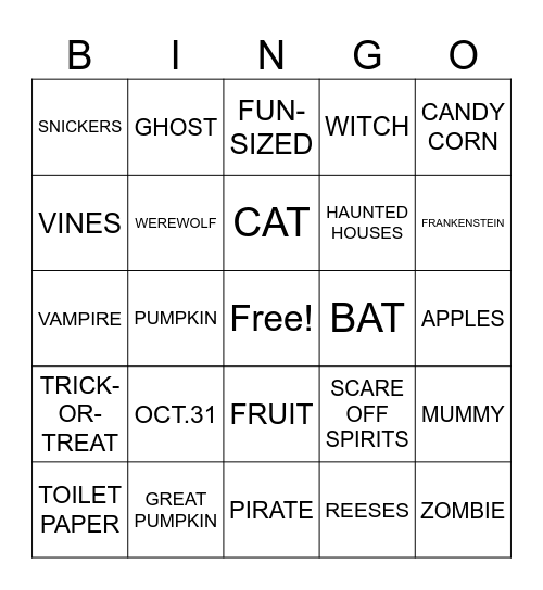 Halloween Bingo Card