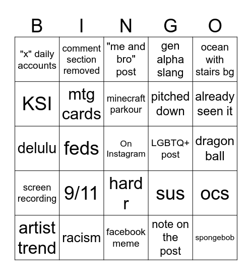 Reels Bingo Card