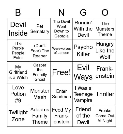 Halloween Bingo Card