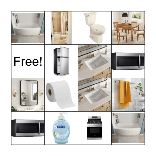 Bathroom and Kitchen Bingo Card
